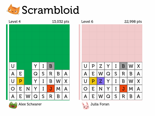 Scramble Legends interface: second iteration